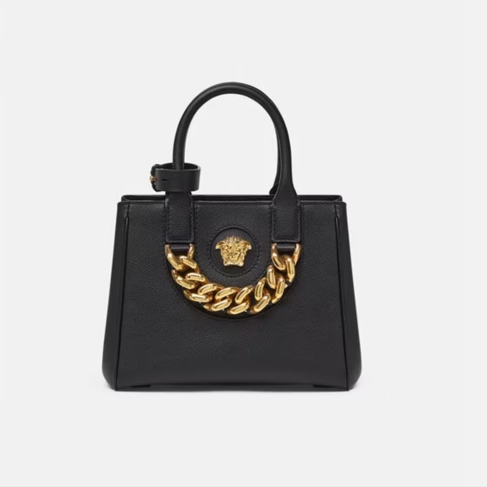 Versace La Medusa Small Tote Bag - Black - VersaceGold